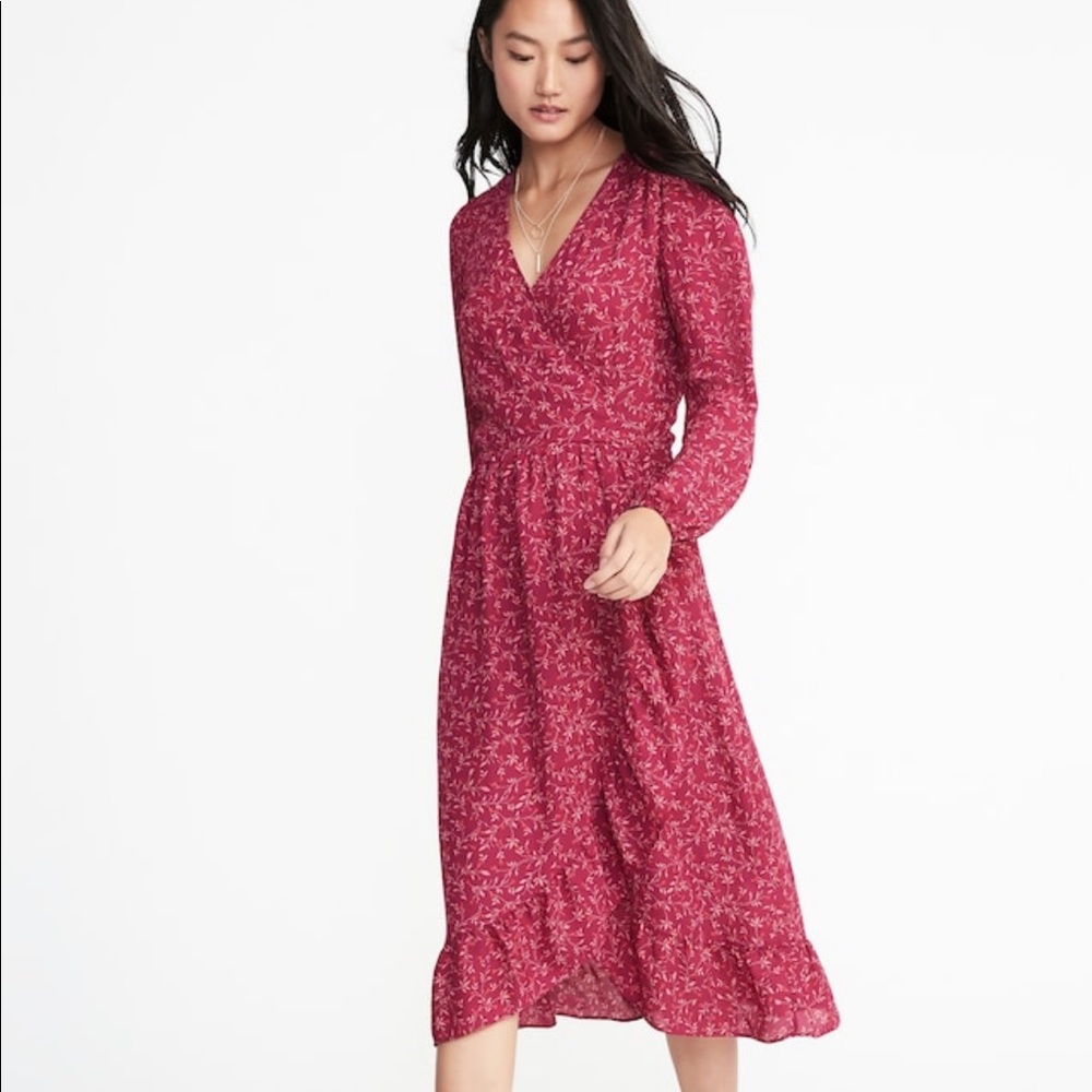 Old navy Ruffle-Trim Faux-Wrap Georgette Dress
